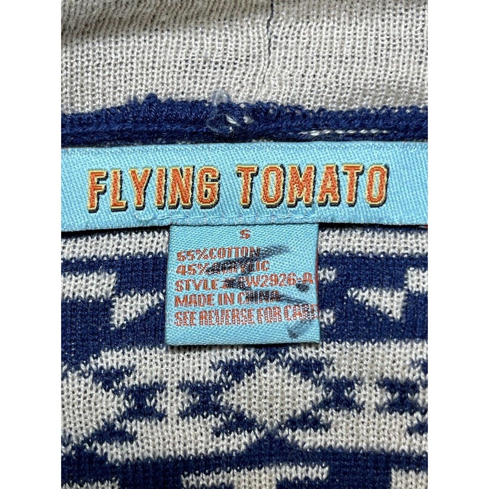 Flying Tomato Aztec Indian Navajo Reversible Cardigan Navy & Cream Big Size S - Picture 12 of 13